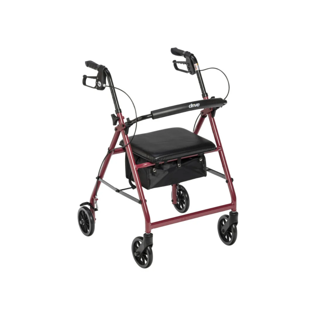 Aluminum Foldable Rollator Walker Removable Back Support Padded Seat R726BK By Drive - Image 12