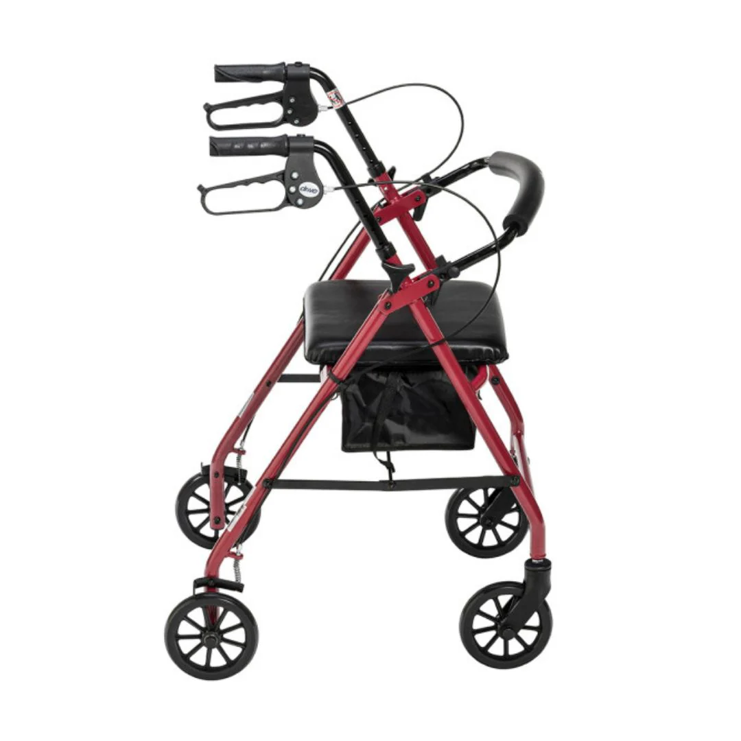 Aluminum Foldable Rollator Walker Removable Back Support Padded Seat R726BK By Drive - Image 3