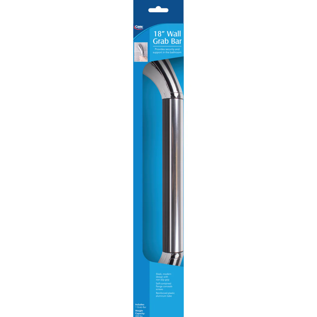 Carex Chrome Wall Grab Bar 18-Inch Heavy-Duty Safety Rail FGB18300 By Compass Health - Image 3