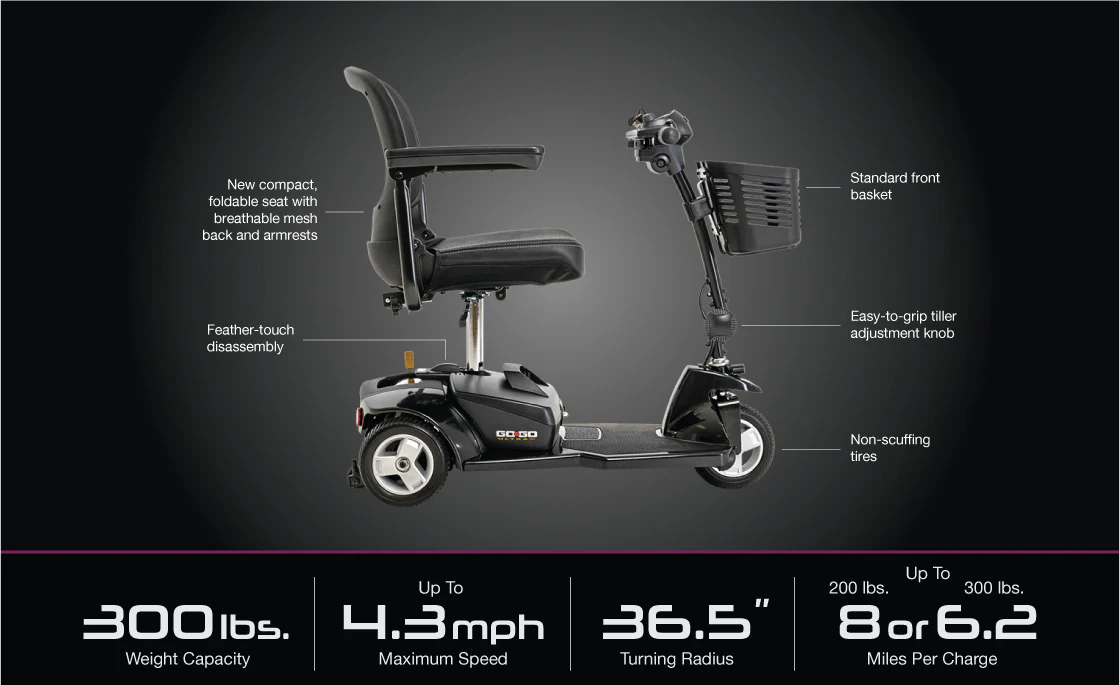 Go Go Ultra X 3-Wheel Mobility Scooter S39 by Pride Mobility - Image 7