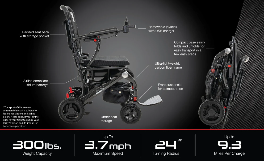 Pride Jazzy Carbon Ultra Light Foldable Power Chair - Image 3