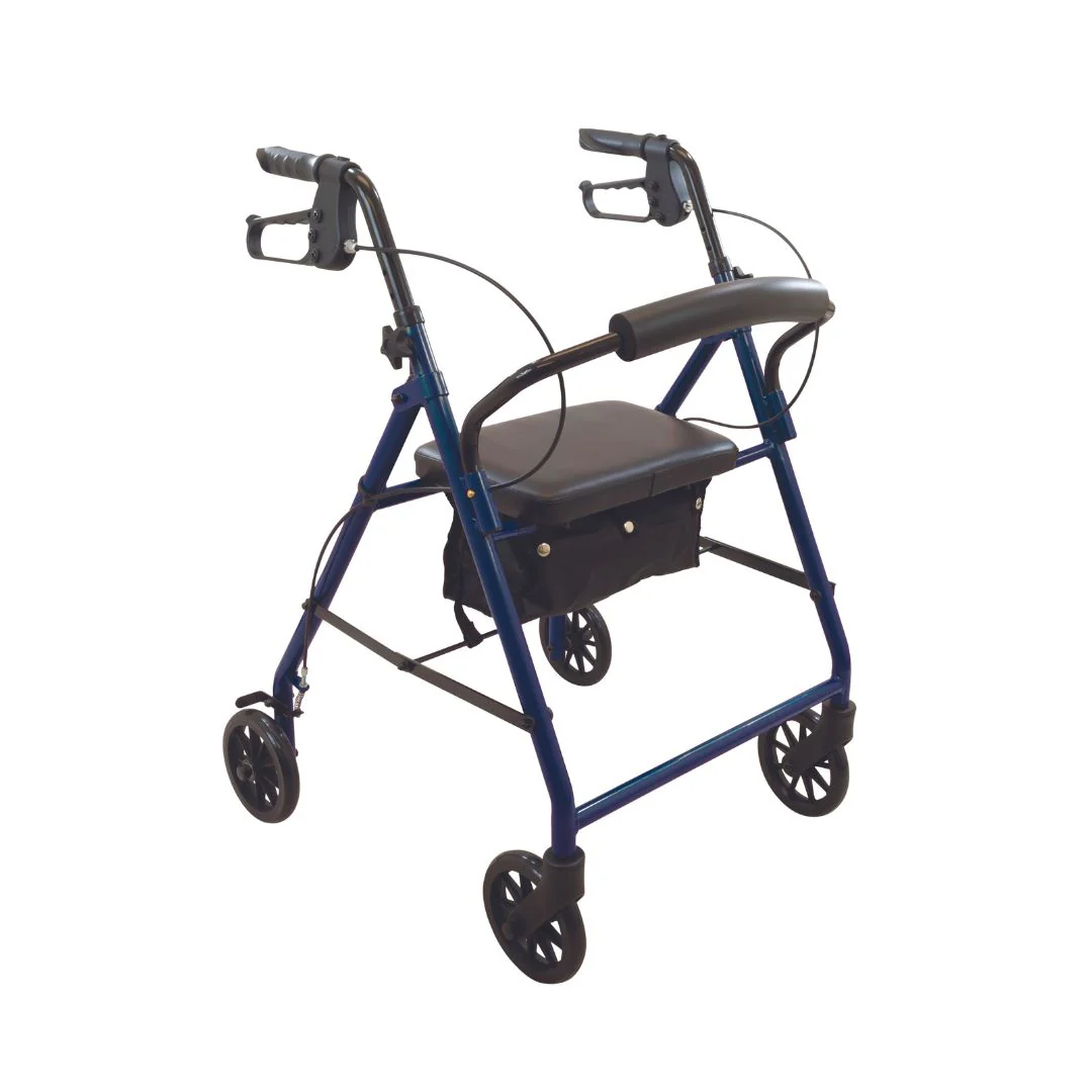 ProBasics Steel Rollator 6 Wheels Burgundy & Blue  By Compass Health - Image 6