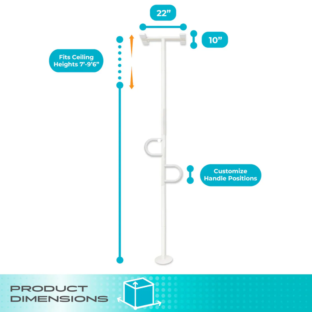Stander Double Handle Floor to Ceiling Grab Bar Safety Support Pole 8142W By Stander - Image 4