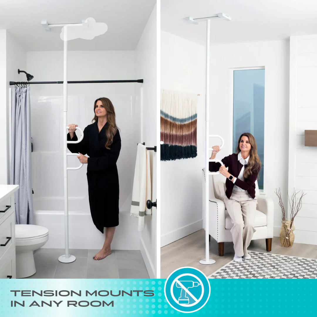 Stander Double Handle Floor to Ceiling Grab Bar Safety Support Pole 8142W By Stander - Image 9