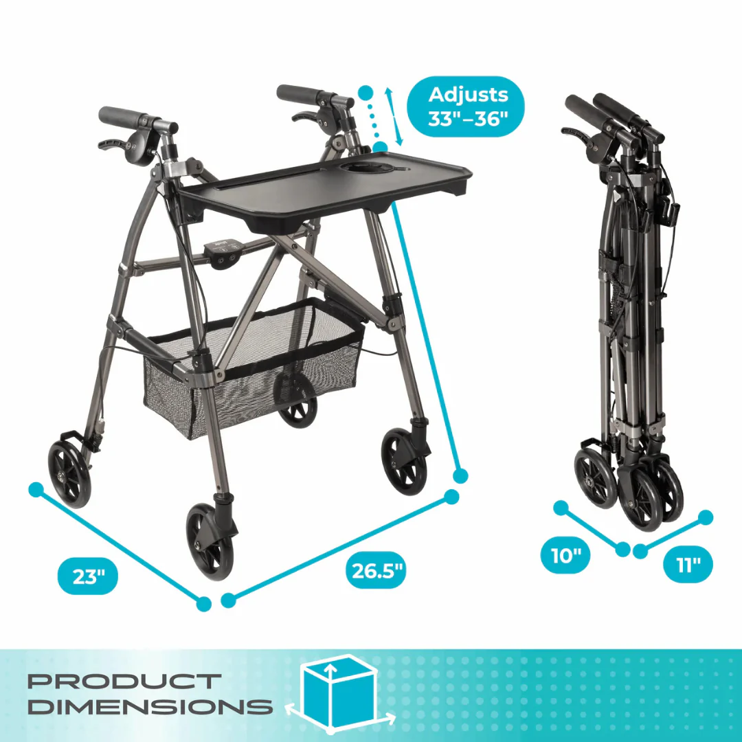 Stander Wonder Indoor Rollator with Tray Table Basket & Folding Design 4390 By Stander - Image 10