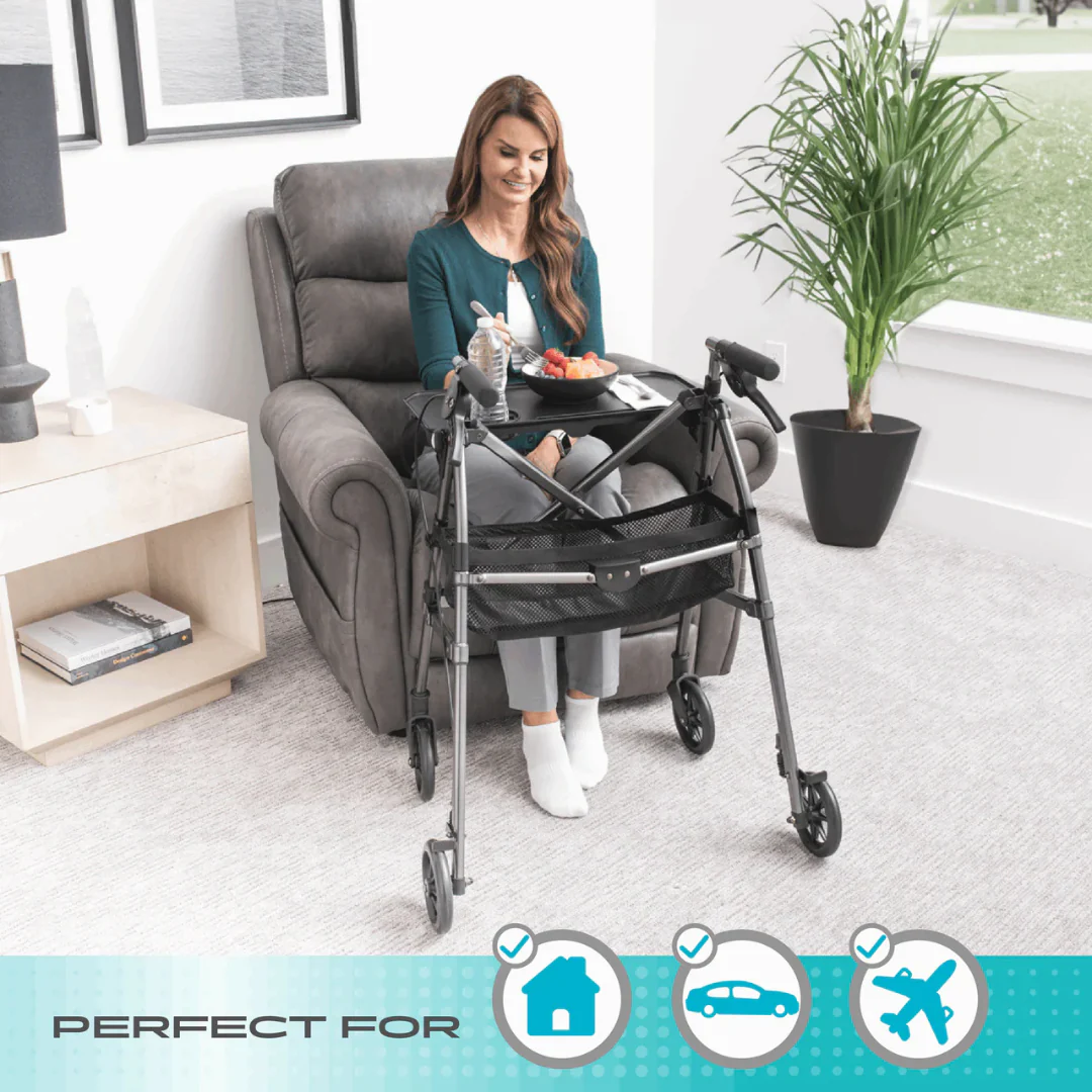 Stander Wonder Indoor Rollator with Tray Table Basket & Folding Design 4390 By Stander - Image 5