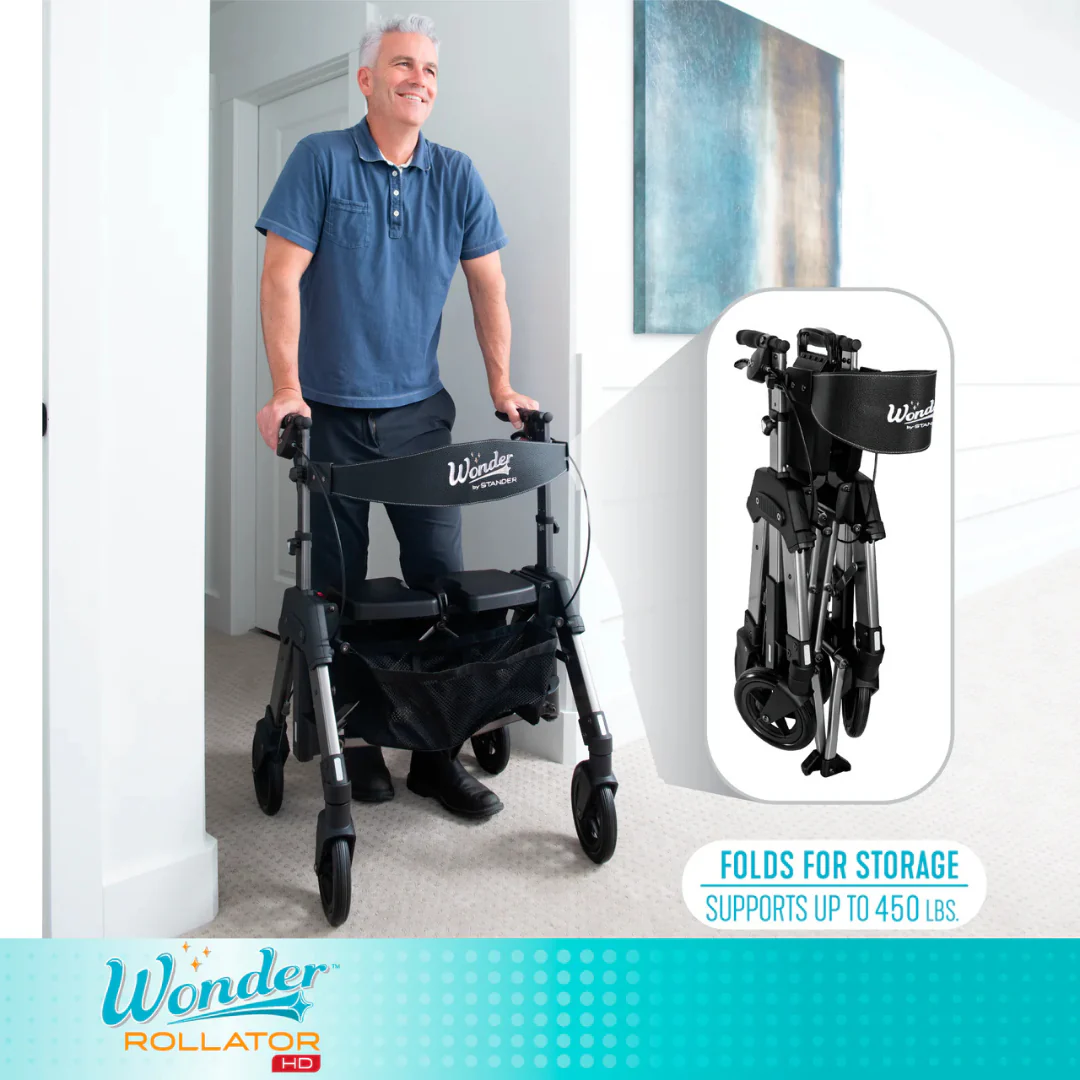 Stander Wonder Rollator HD Heavy Duty Bariatric Rollator with Seat & Basket 4360RR By Stander - Image 12