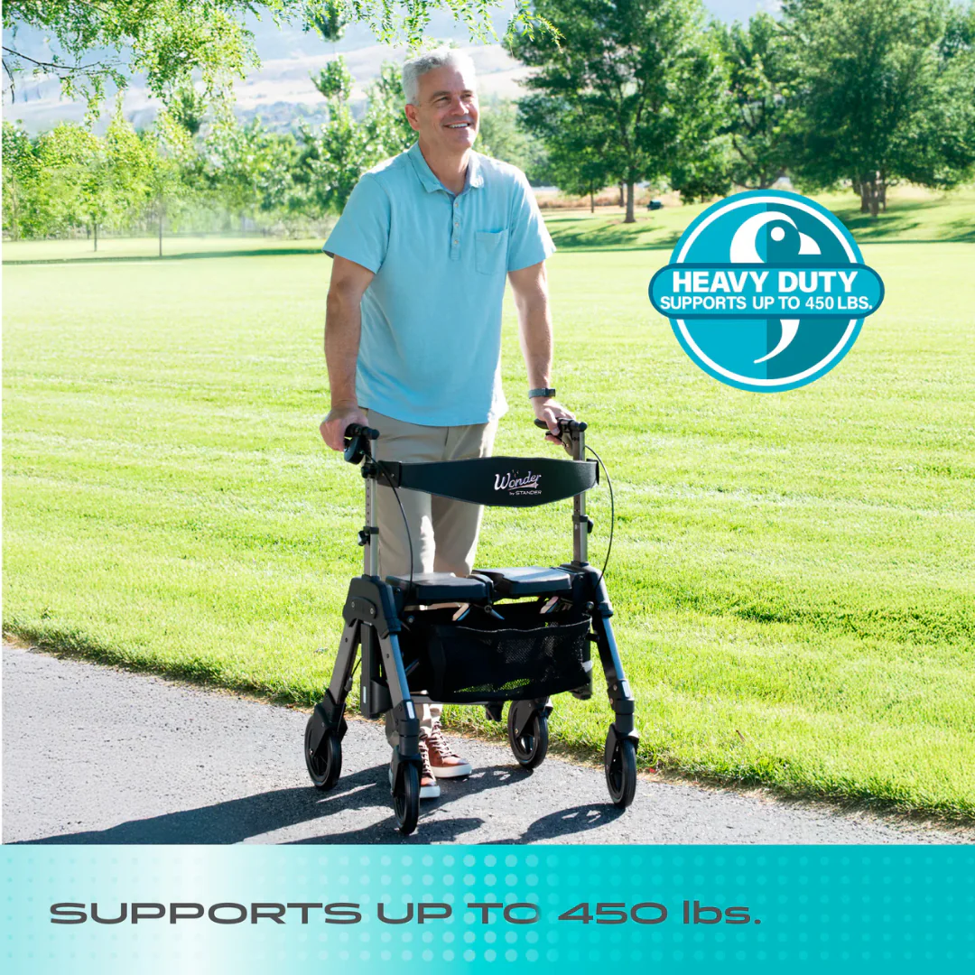 Stander Wonder Rollator HD Heavy Duty Bariatric Rollator with Seat & Basket 4360RR By Stander - Image 5