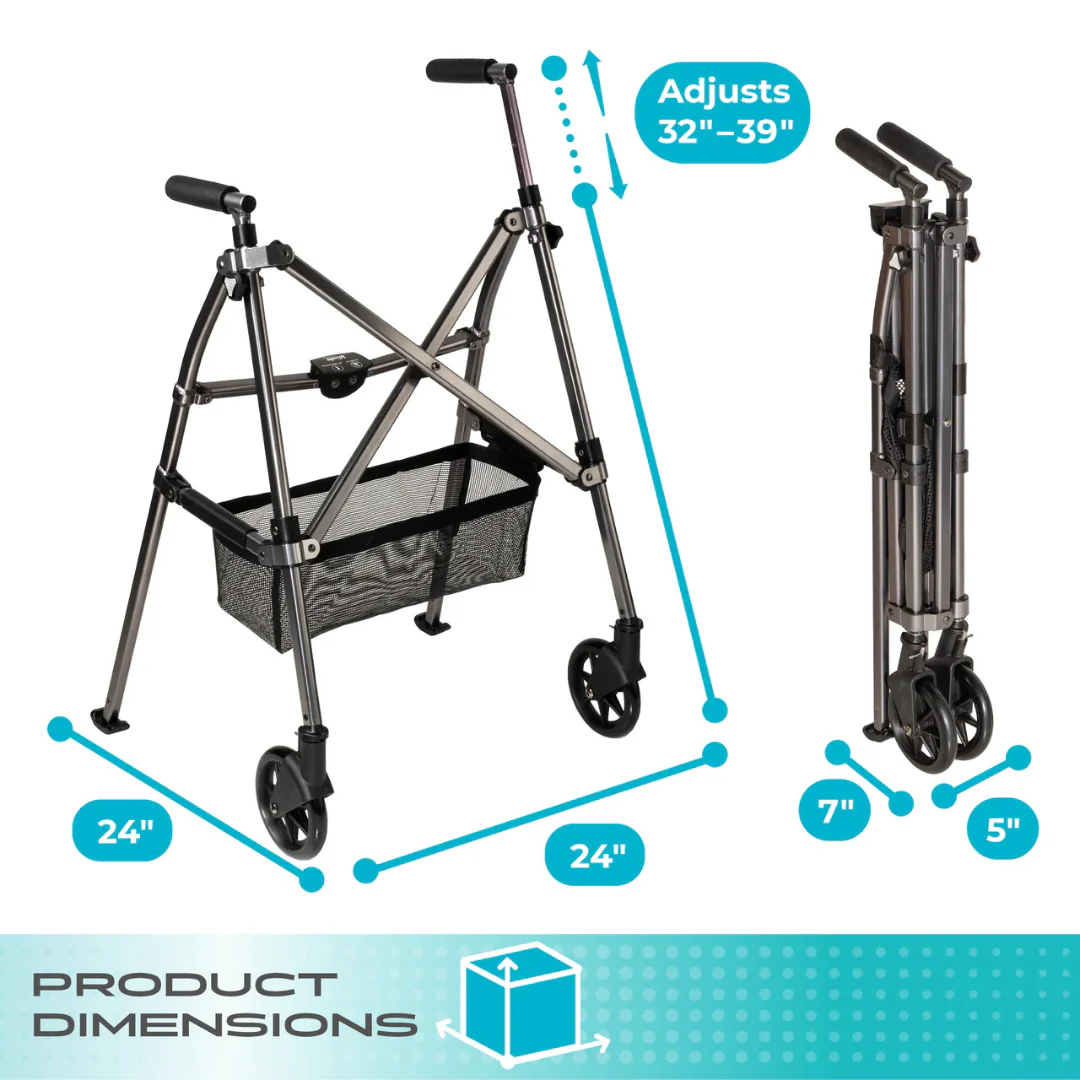 Stander Wonder Walker Plus 4300-BW Ultra Compact Folding Walker with Wheels & Basket By Stander - Image 12