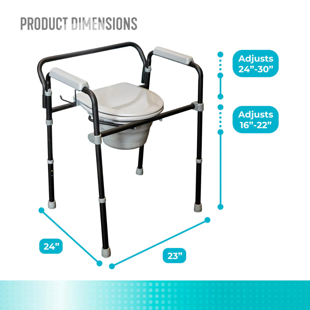 Universal Bedside Commode with Adjustable Height & Toilet Paper Holder 2300 By Stander - Image 8