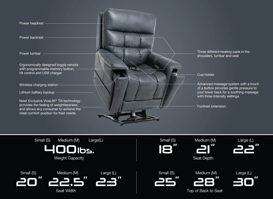 Pride Mobility VivaLift Ultra PLR4955 Power Lift Recliner Chair - Image 12
